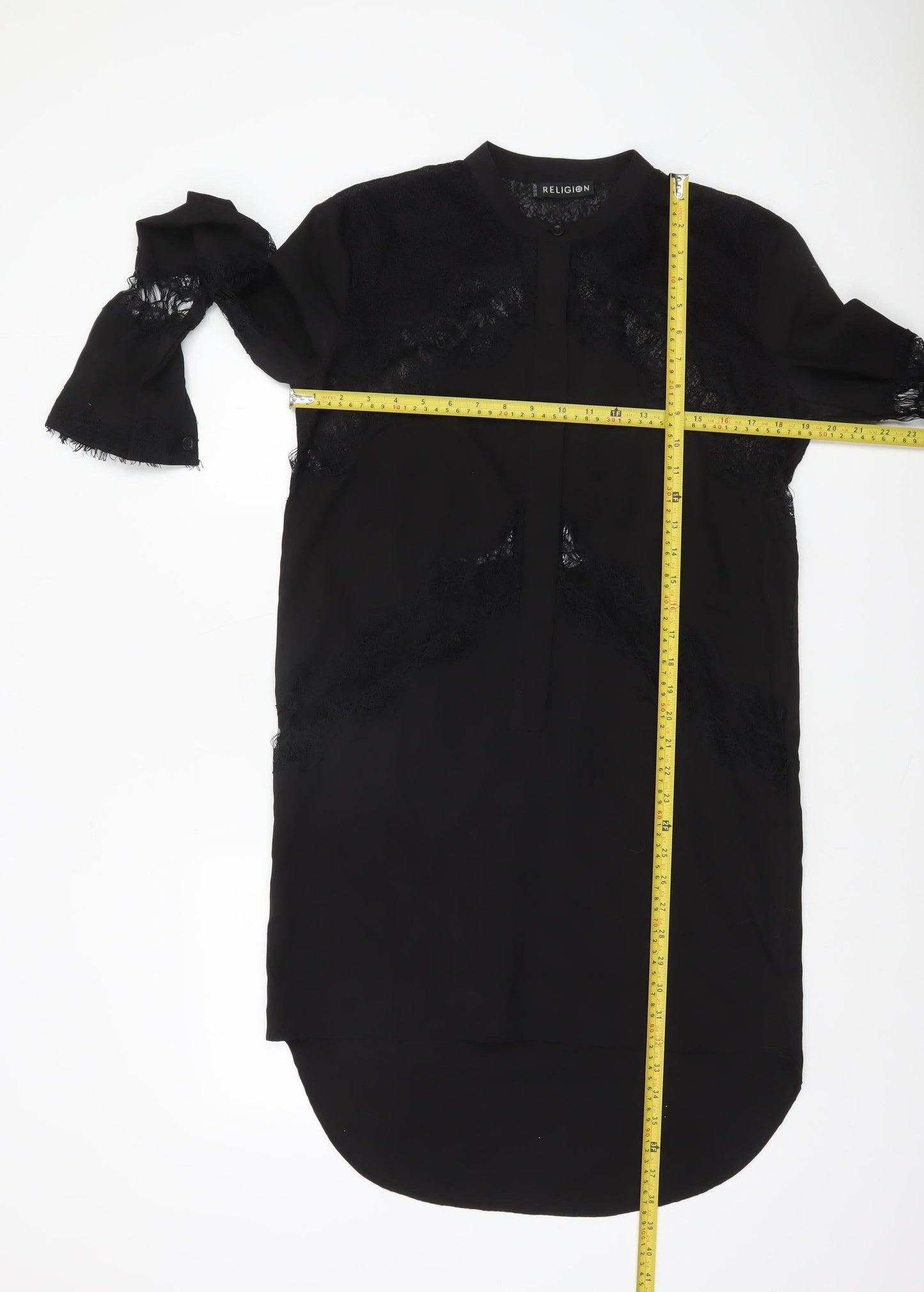 Womens UK Size XS Religion Black Tunic Blouse
