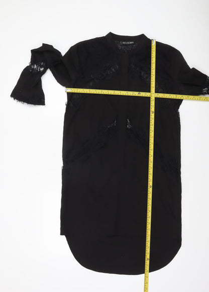Womens UK Size XS Religion Black Tunic Blouse