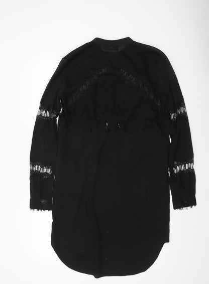 Womens UK Size XS Religion Black Tunic Blouse
