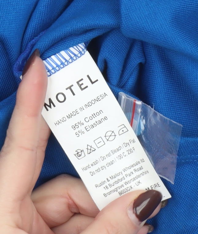 Motel Women’s Blue Collared Short Sleeve Shirt Dress Size S