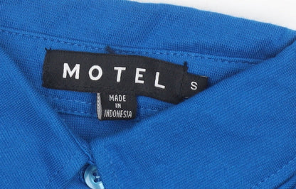 Motel Women’s Blue Collared Short Sleeve Shirt Dress Size S
