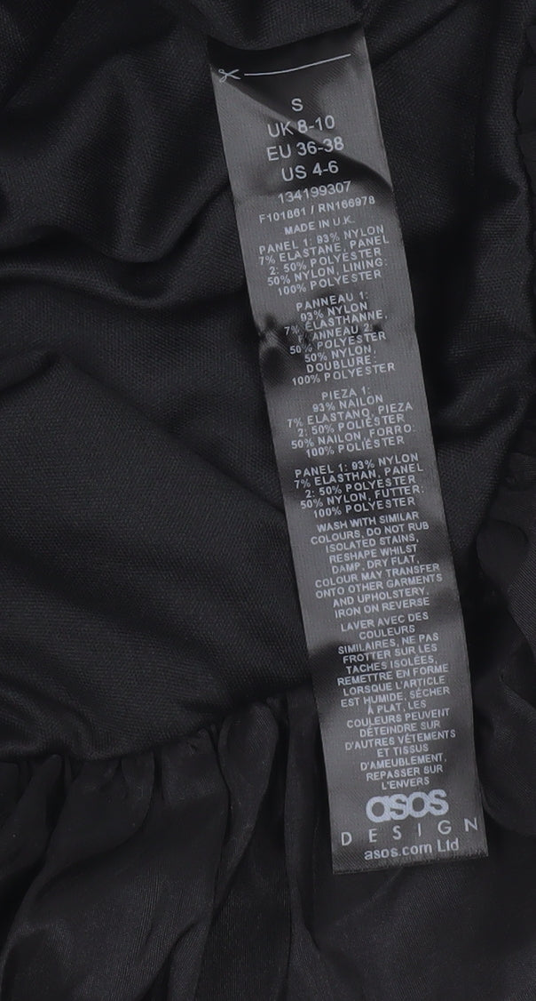 ASOS DESIGN Women’s Black Lace Halter Bubble Hem Party Dress UK 8-10