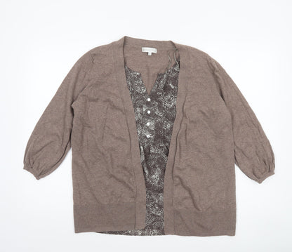 Womens UK Size 18 John Rocha Brown Cardigan Jumper