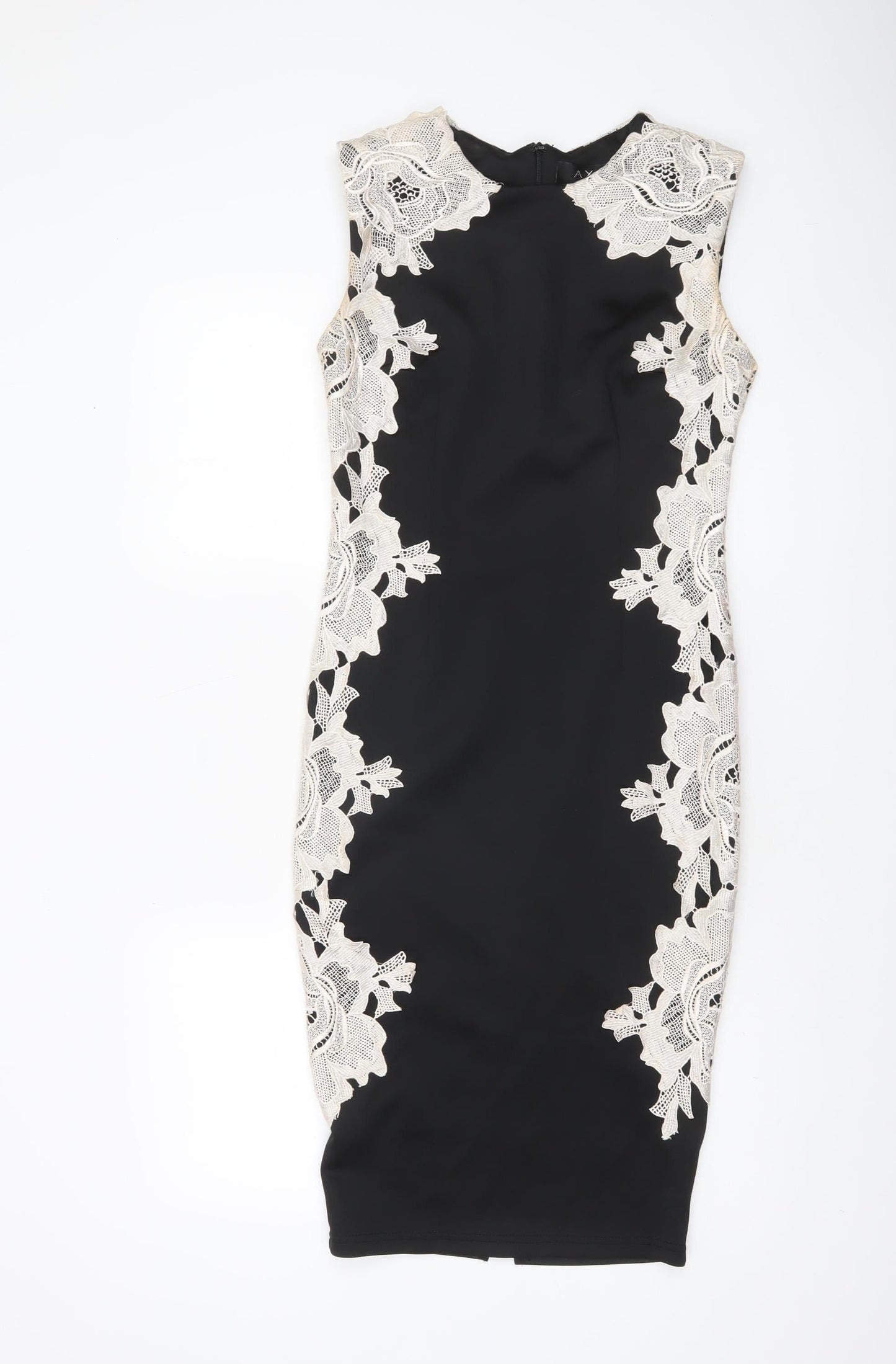 AX Paris Womens Black Lace Bodycon Dress Size 10 Sleeveless Elegant Party Wear