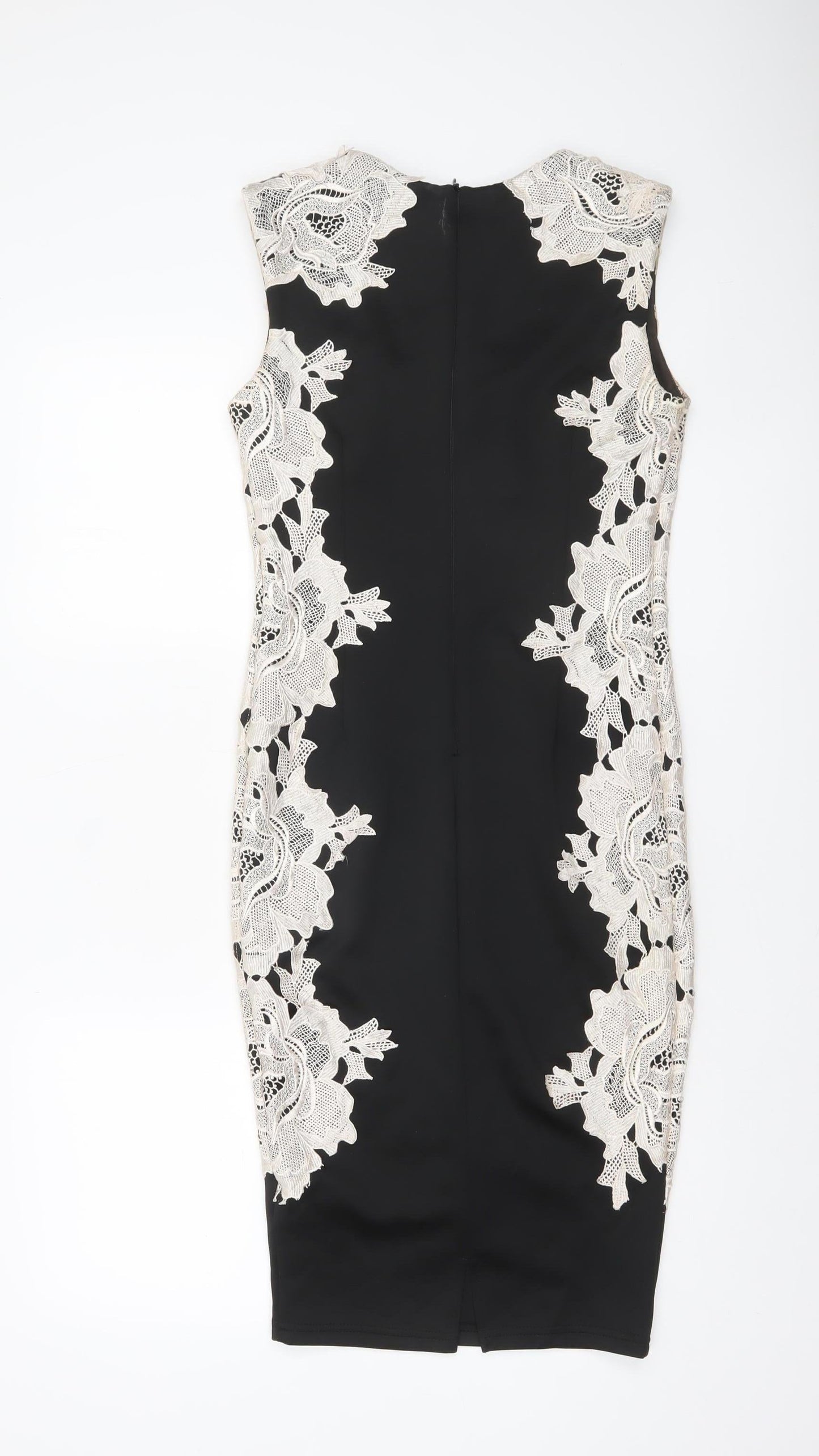 AX Paris Womens Black Lace Bodycon Dress Size 10 Sleeveless Elegant Party Wear