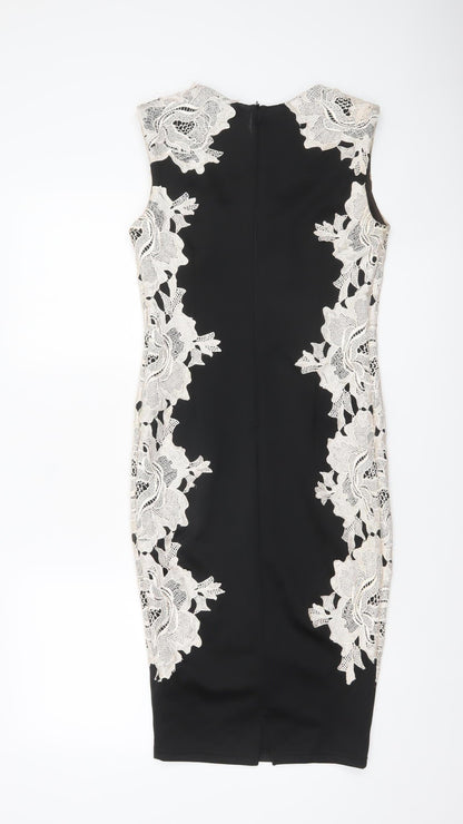 AX Paris Womens Black Lace Bodycon Dress Size 10 Sleeveless Elegant Party Wear