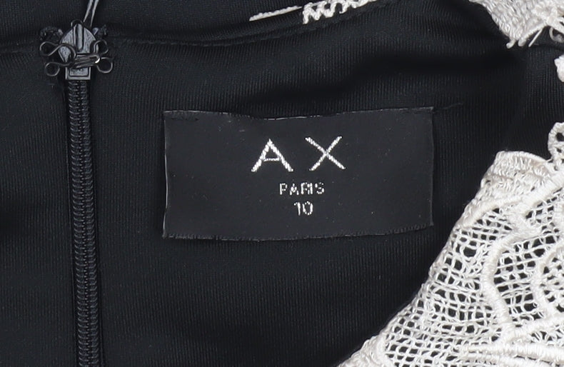 AX Paris Womens Black Lace Bodycon Dress Size 10 Sleeveless Elegant Party Wear