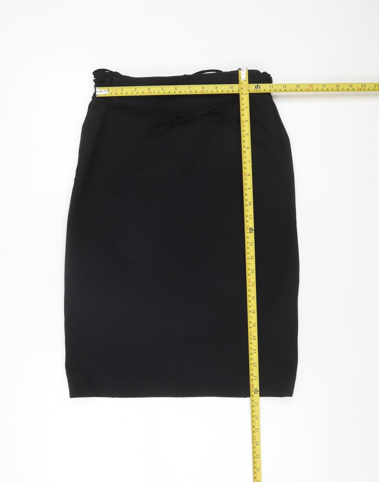 Mango Women's Black Size 12 Midi Pencil Skirt Stretch Workwear