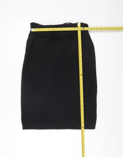 Mango Women's Black Size 12 Midi Pencil Skirt Stretch Workwear