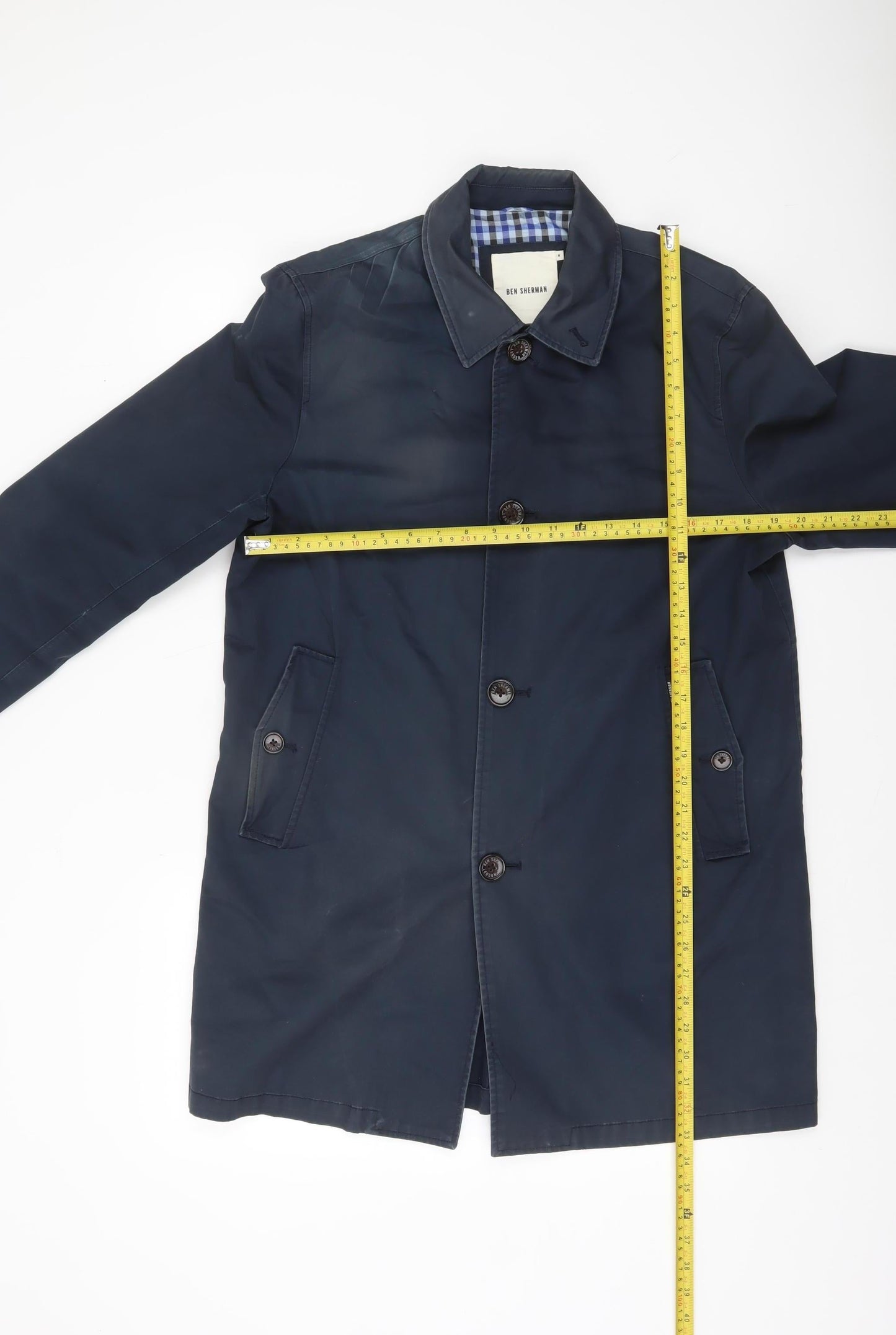 Mens UK Size M Ben Sherman Blue Overcoat