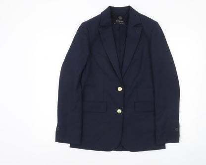 Marks and Spencer Women Navy Blue Single-Breasted Blazer Size 6 Wool Blend