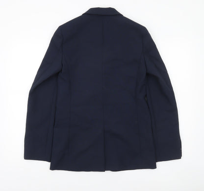 Marks and Spencer Women Navy Blue Single-Breasted Blazer Size 6 Wool Blend