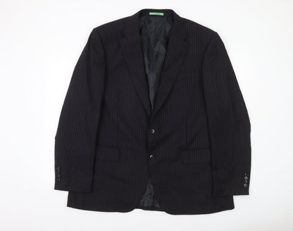 Next Men’s Black Pinstripe Wool Blend Regular Fit 46R Blazer Jacket