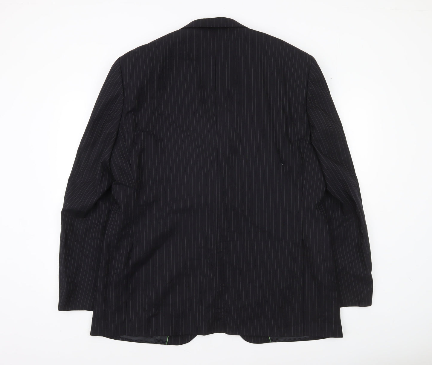 Next Men’s Black Pinstripe Wool Blend Regular Fit 46R Blazer Jacket