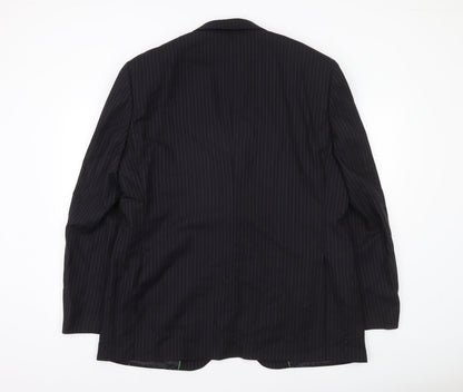 Next Men’s Black Pinstripe Wool Blend Regular Fit 46R Blazer Jacket