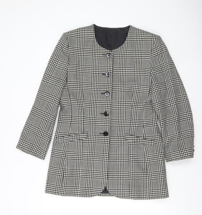 Marks and Spencer Women’s Black Mix Wool Checked Blazer UK 14