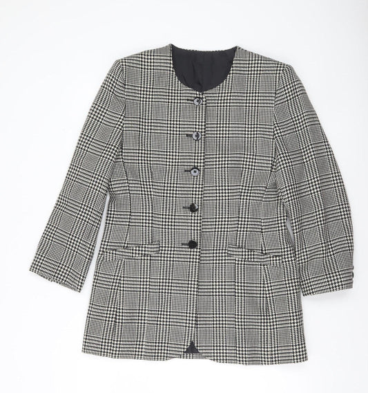 Marks and Spencer Women’s Black Mix Wool Checked Blazer UK 14