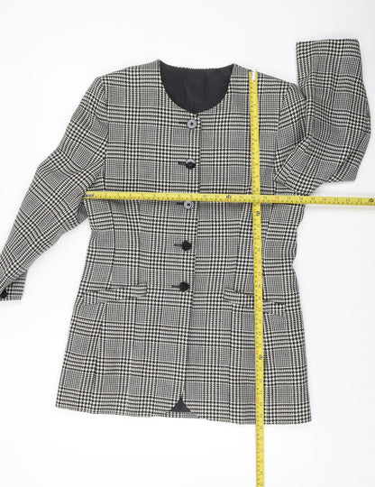 Marks and Spencer Women’s Black Mix Wool Checked Blazer UK 14