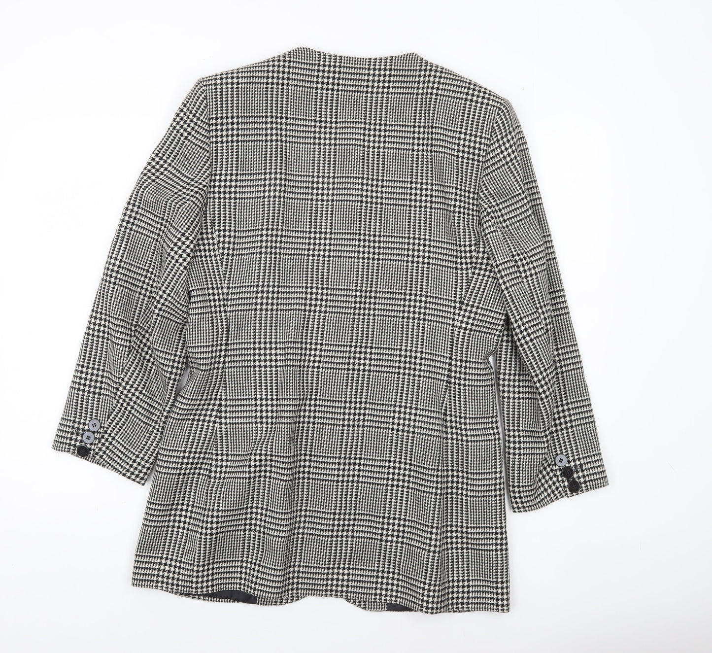 Marks and Spencer Women’s Black Mix Wool Checked Blazer UK 14