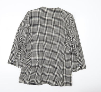 Marks and Spencer Women’s Black Mix Wool Checked Blazer UK 14