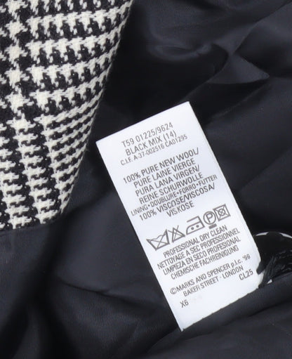 Marks and Spencer Women’s Black Mix Wool Checked Blazer UK 14