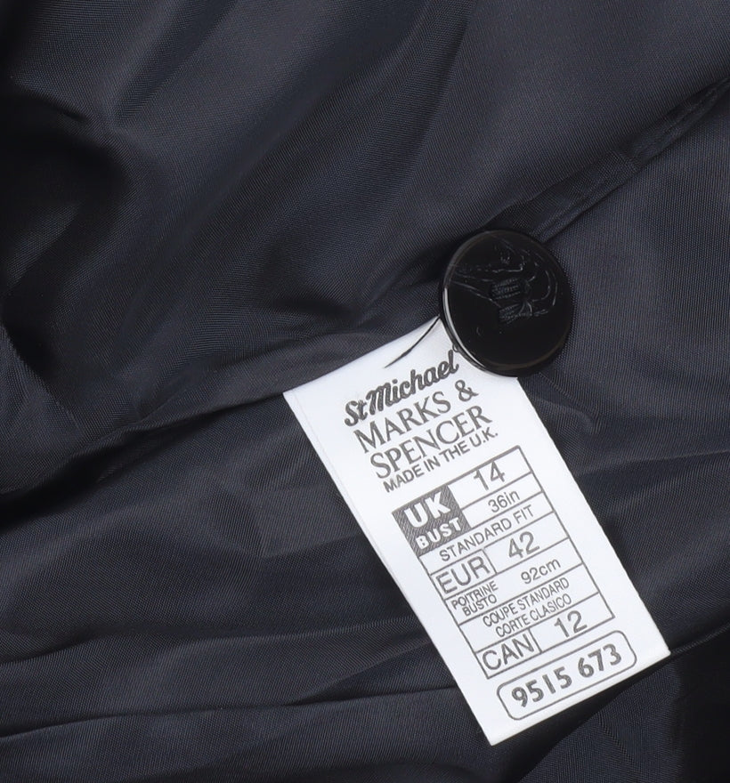 Marks and Spencer Women’s Black Mix Wool Checked Blazer UK 14