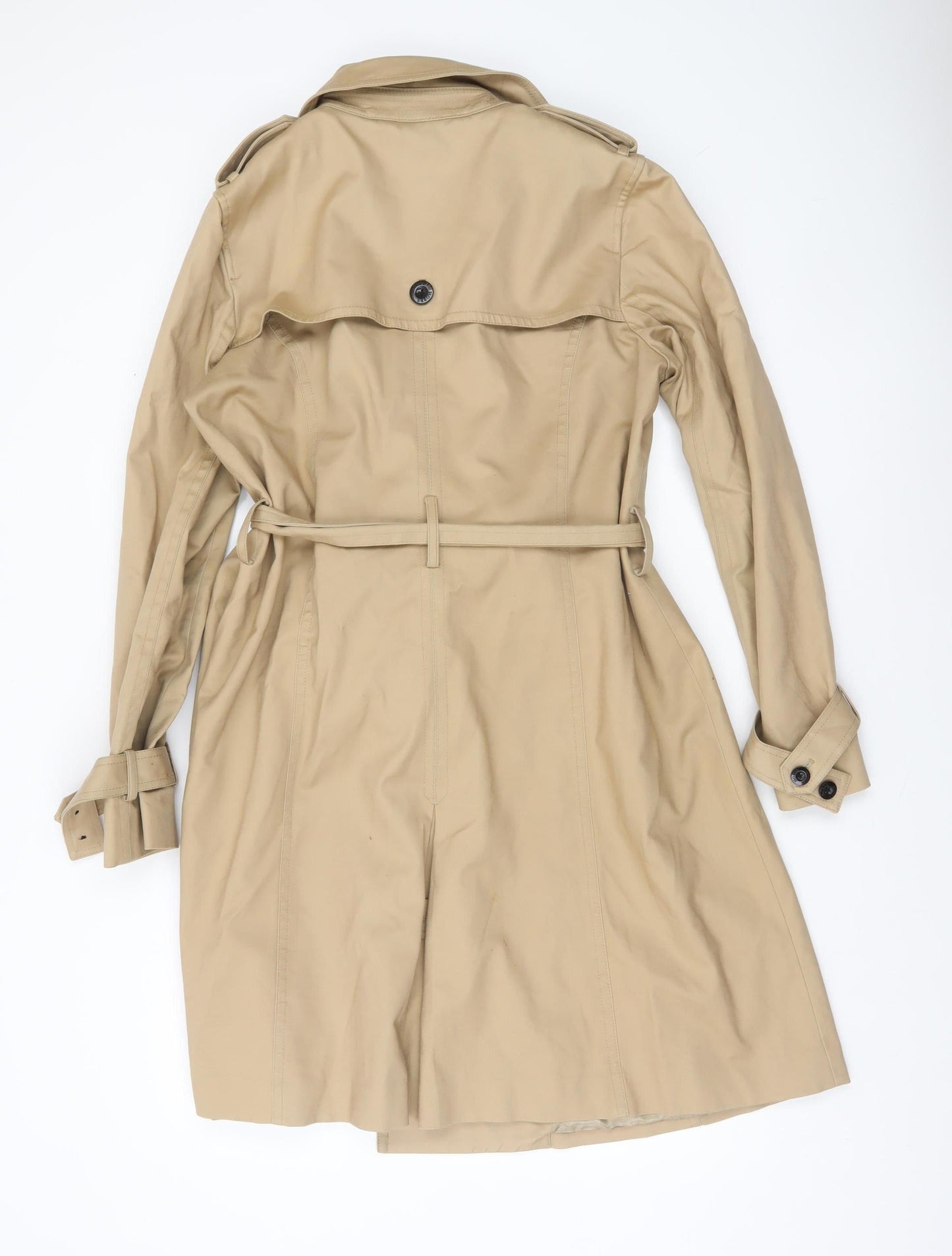 Hobbs Women Beige Trench Coat Belted Mid-Length Size 14