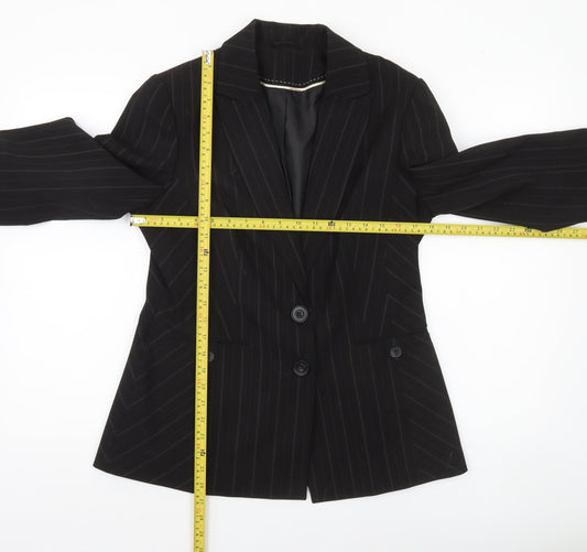 Dorothy Perkins Women's Black Pinstripe Two-Button Blazer UK 14 Classic Fit