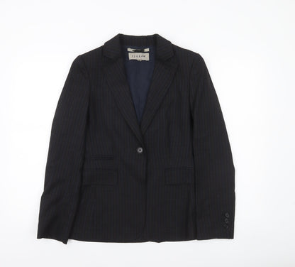 Jigsaw Women’s Black Wool Pinstripe Blazer Jacket Size 10