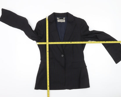 Jigsaw Women’s Black Wool Pinstripe Blazer Jacket Size 10