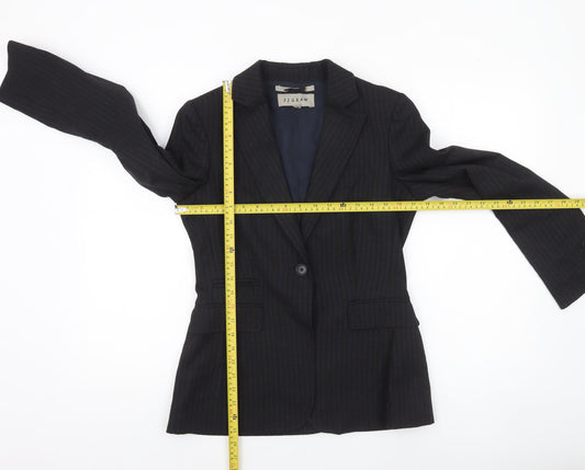 Jigsaw Women’s Black Wool Pinstripe Blazer Jacket Size 10