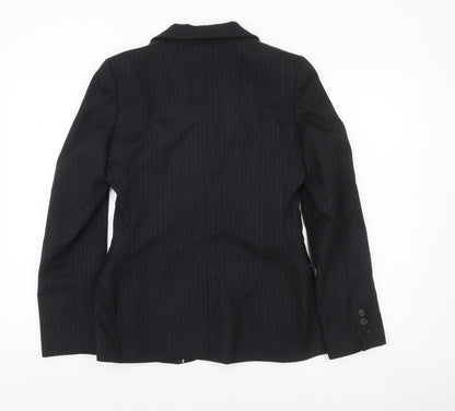 Jigsaw Women’s Black Wool Pinstripe Blazer Jacket Size 10