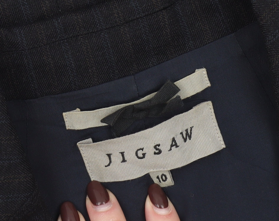 Jigsaw Women’s Black Wool Pinstripe Blazer Jacket Size 10
