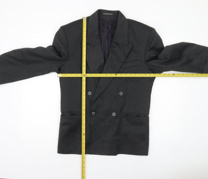 New World Men’s Black Wool Blend Double-Breasted Blazer 36S Peak Lapel
