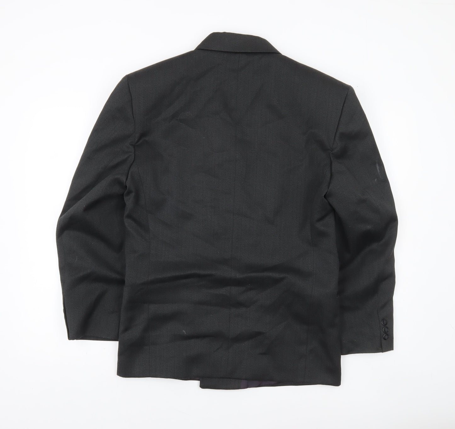 New World Men’s Black Wool Blend Double-Breasted Blazer 36S Peak Lapel