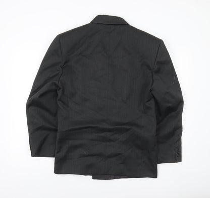 New World Men’s Black Wool Blend Double-Breasted Blazer 36S Peak Lapel