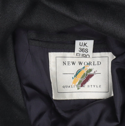 New World Men’s Black Wool Blend Double-Breasted Blazer 36S Peak Lapel