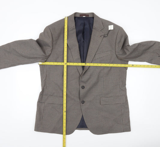 Marks and Spencer Men's Brown Check 44 Short Blazer Jacket