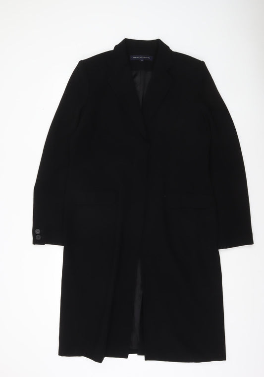 French Connection Women's Black Long Overcoat Size 16 Elegant Formal Coat