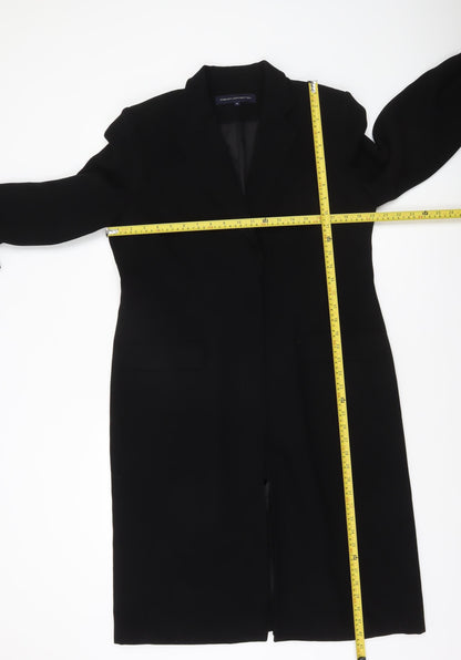 French Connection Women's Black Long Overcoat Size 16 Elegant Formal Coat