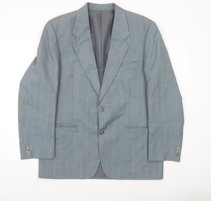 Greenwoods Mens Grey 40 Regular Fit Striped Wool Blend Blazer Jacket
