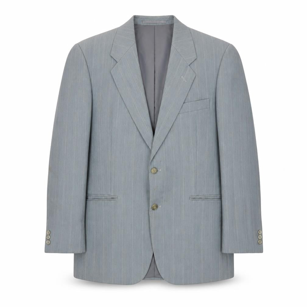 Greenwoods Mens Grey 40 Regular Fit Striped Wool Blend Blazer Jacket
