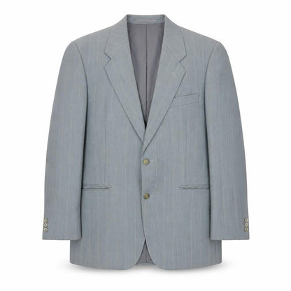 Greenwoods Mens Grey 40 Regular Fit Striped Wool Blend Blazer Jacket