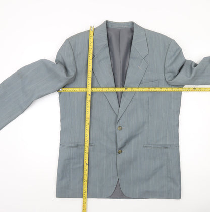 Greenwoods Mens Grey 40 Regular Fit Striped Wool Blend Blazer Jacket