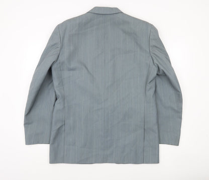 Greenwoods Mens Grey 40 Regular Fit Striped Wool Blend Blazer Jacket