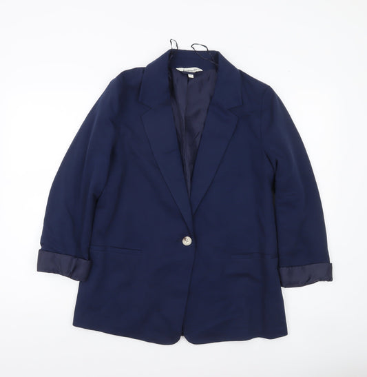 Bonmarché Women's Navy Blue Size 12 Single-Breasted Blazer