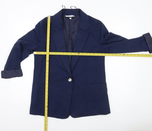 Bonmarché Women's Navy Blue Size 12 Single-Breasted Blazer