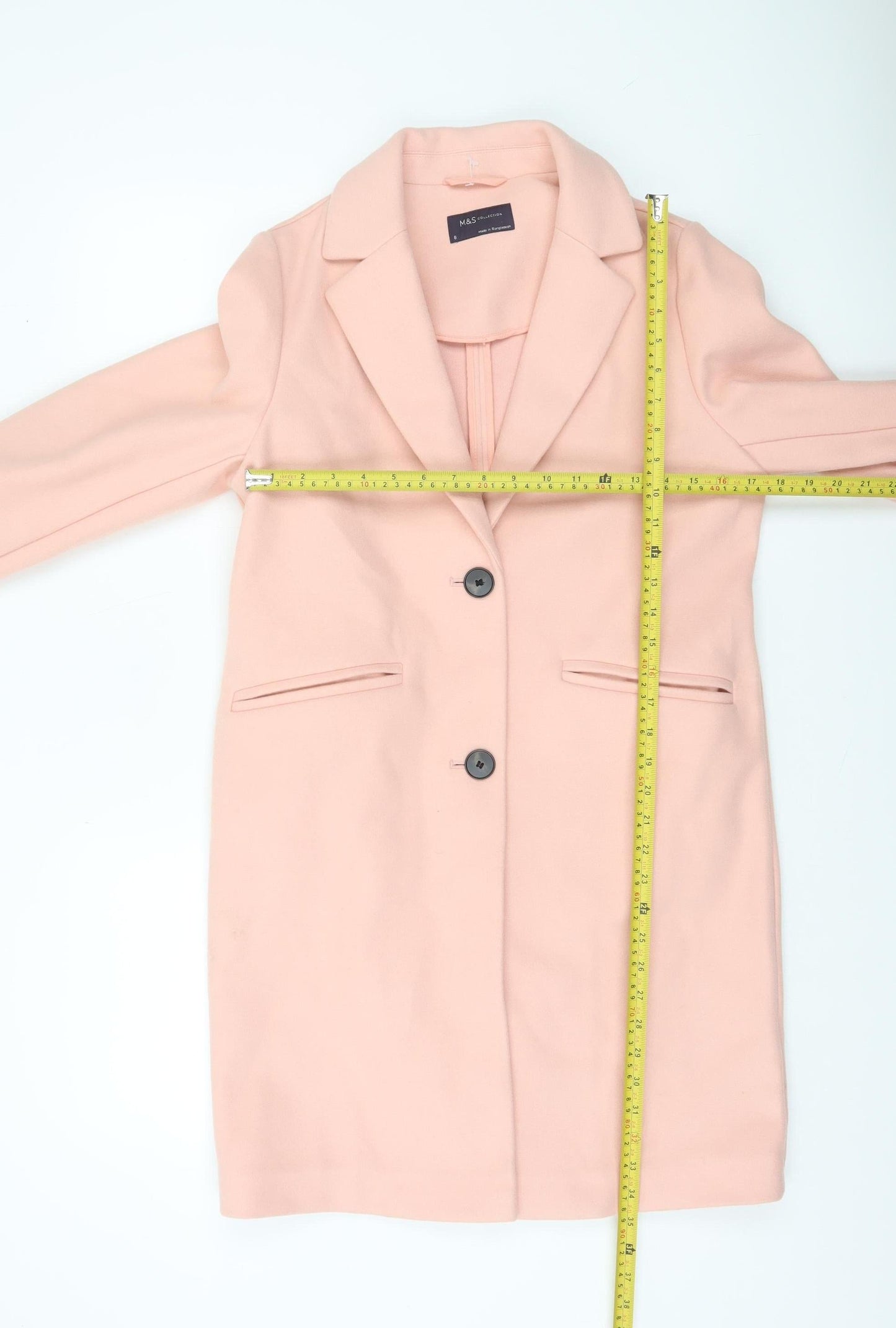 Marks and Spencer Women's Pink Mid-Length Wool Blend Overcoat Size 8