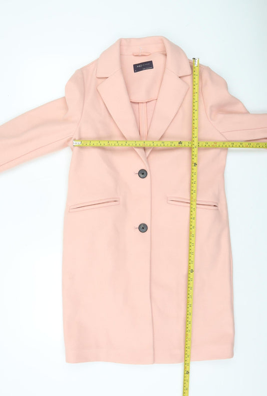 Marks and Spencer Women's Pink Mid-Length Wool Blend Overcoat Size 8