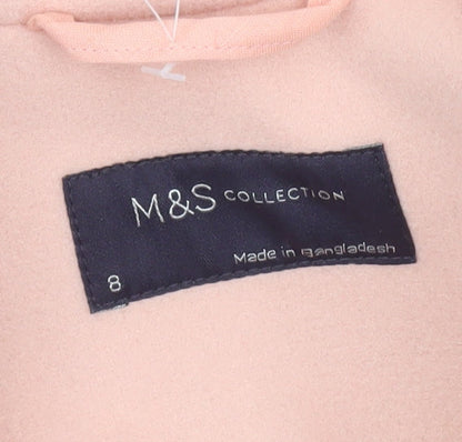 Marks and Spencer Women's Pink Mid-Length Wool Blend Overcoat Size 8